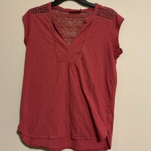 Prana Women's Red Crochet Accent Blouse Small